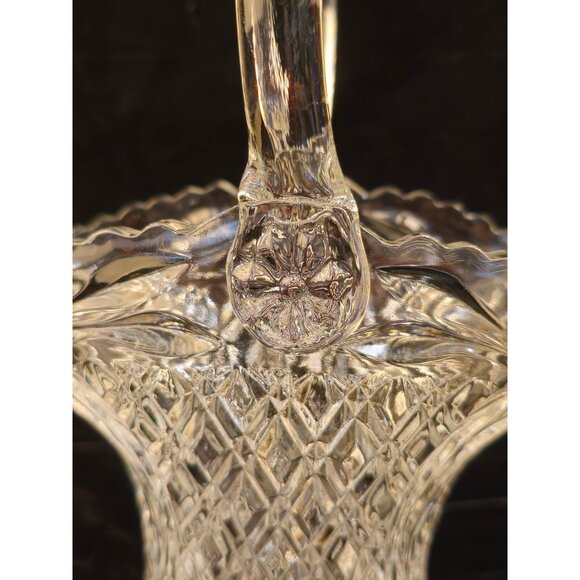 Vintage Princess House Crystal Diamond Cut Glass Basket with a Handle - Picture 9 of 14